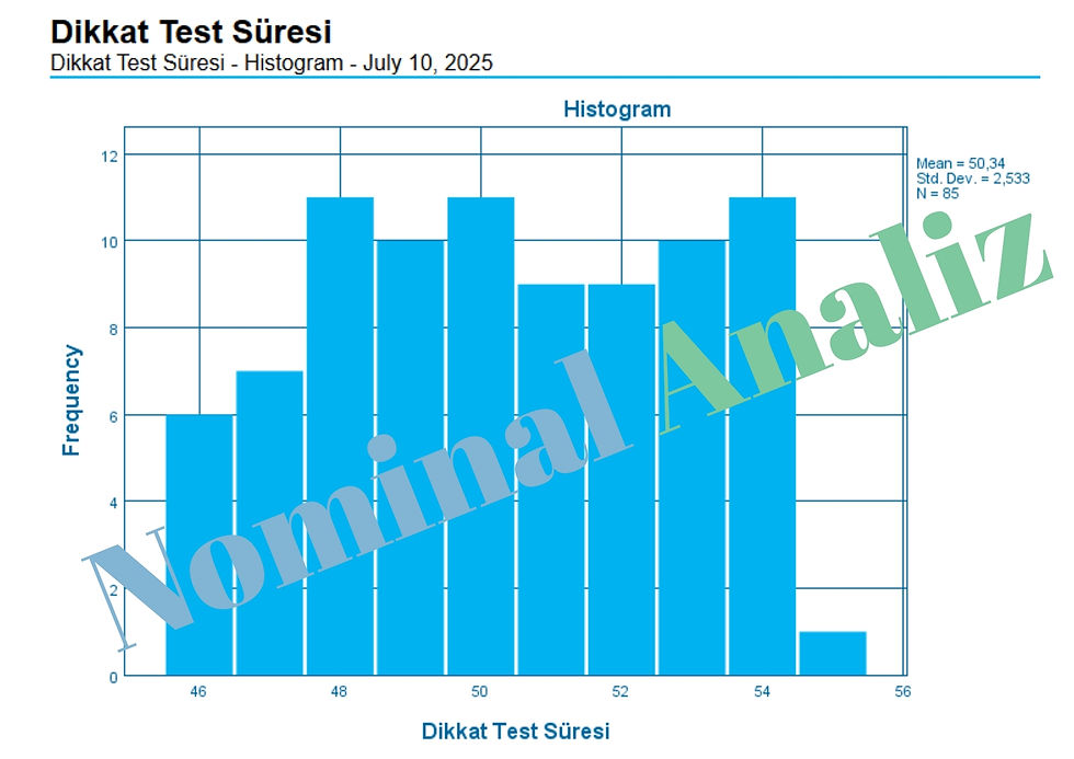 Dikkat Test Süresi - Histogram - July 10, 2025