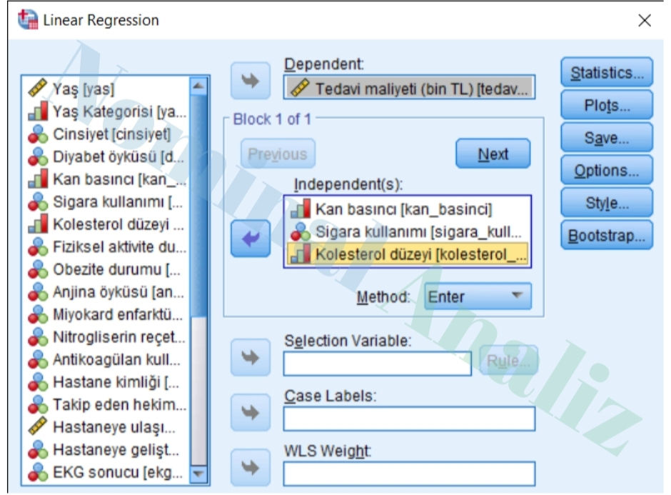 lineer regresyon nedir bağımlı ve bağımsız değişkenlerin eklenmesi