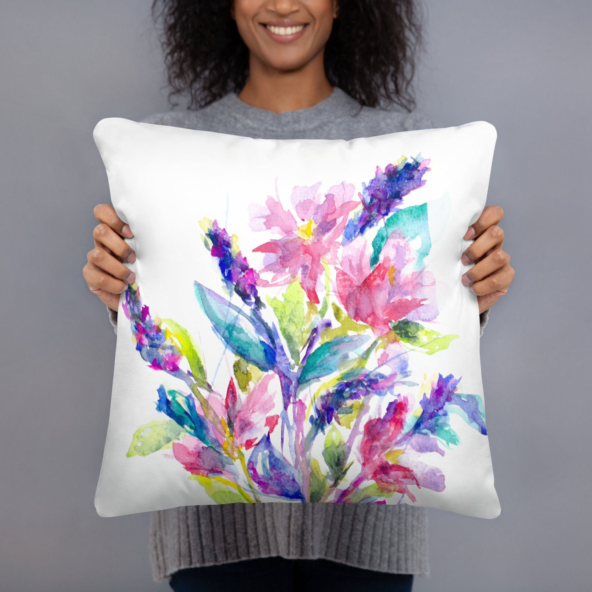 Wildflower Whispers - Abstract Watercolor Pillow