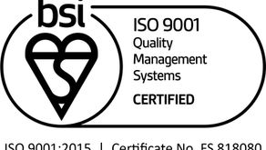 BSI certification logo showing ISO 9001 Quality Management Systems, with text "CERTIFIED" and "ISO 9001:2015 | Certificate No. FS 818080".
