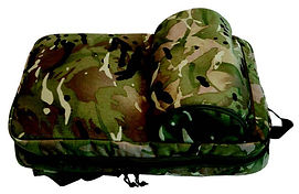 A rucksack in camouflage material.