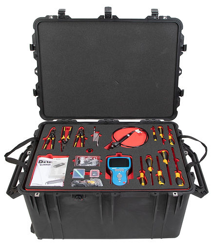 An open transit case showing an EOD operator's toolkit