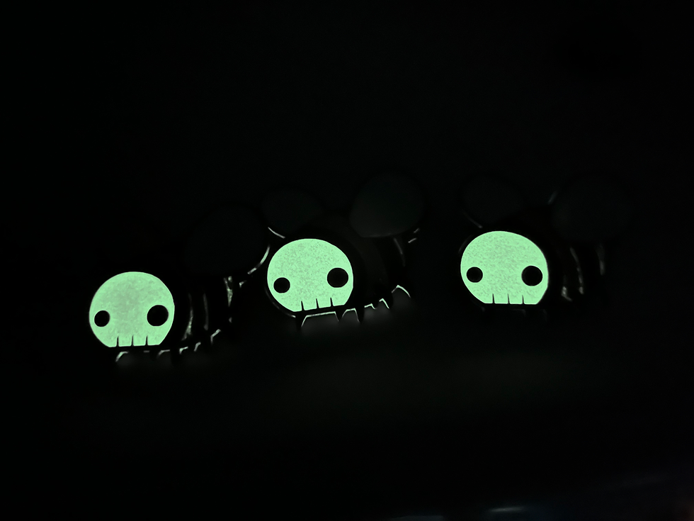 Thumbnail: Skull Bee pin with GLOW IN THE DARK skull!!