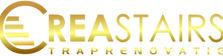 Het Creastairs logo, met een elegante gouden afwerking, straalt luxe en vakmanschap uit.