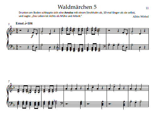 Miniature : Notenblatt Waldmärchen 5: Klavierstück