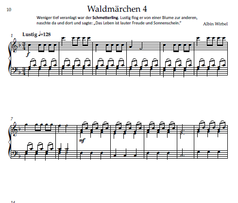 Miniature : Waldschechen 4 Notenblatt, Musikstück