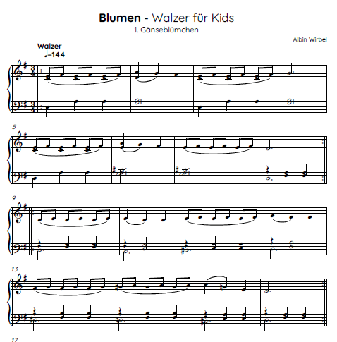 Miniature : Notenblatt: Blumen-Walzer für Kids, 1. Geigenstück