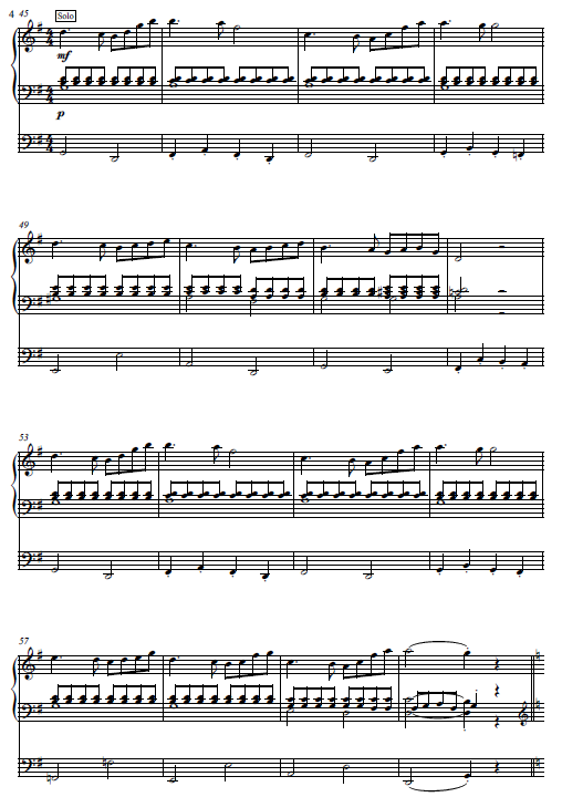 Miniature : Notenblatt: Klavierstück mit rhythmischen Variationen