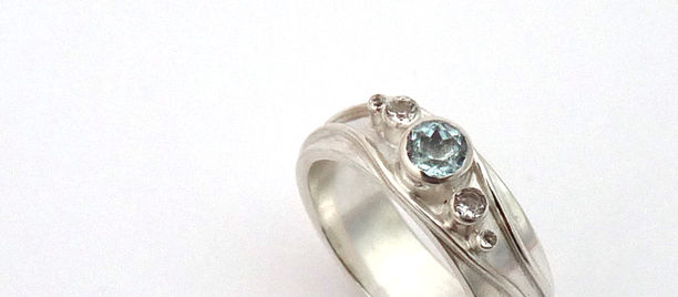 Commission: River Ring in Silver & Topaz