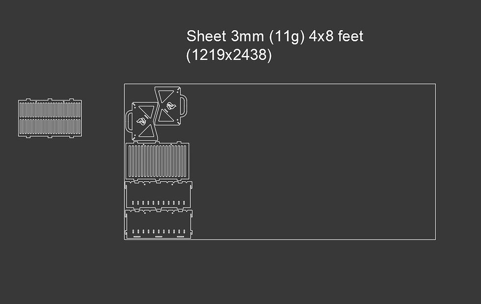 Thumbnail: Collapsible grill. DXF file. 12 files. Different sheet thickness and sizes
