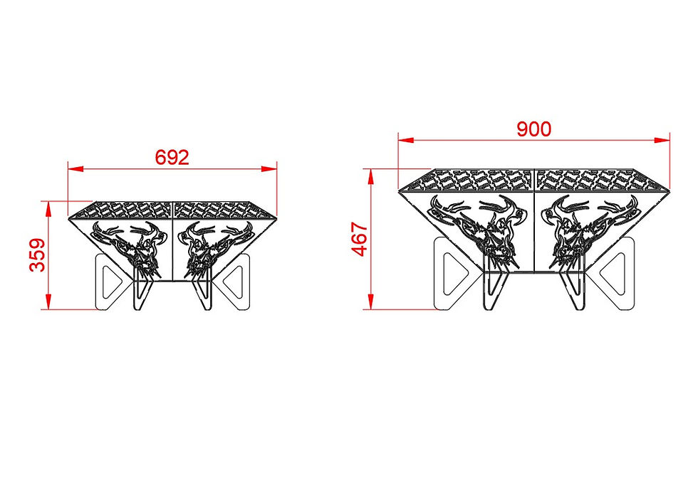 Thumbnail: Fire pit "Bull 1".  DXF file for plasma, laser cutting. 2 size options.