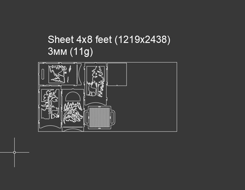 Thumbnail: Folding fire pit with views of nature. DXF fire pit, file plasma, laser cutting.