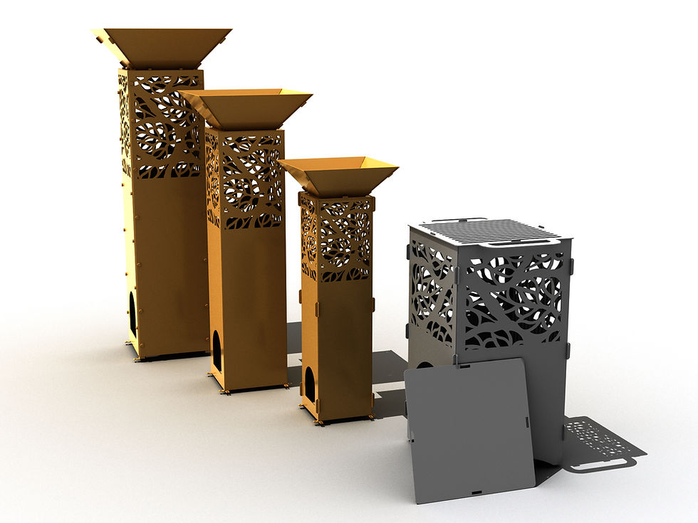 Thumbnail: Garden column 4 in rusty style. DXF file.3 assembly options. 3 sizes + fire pit.