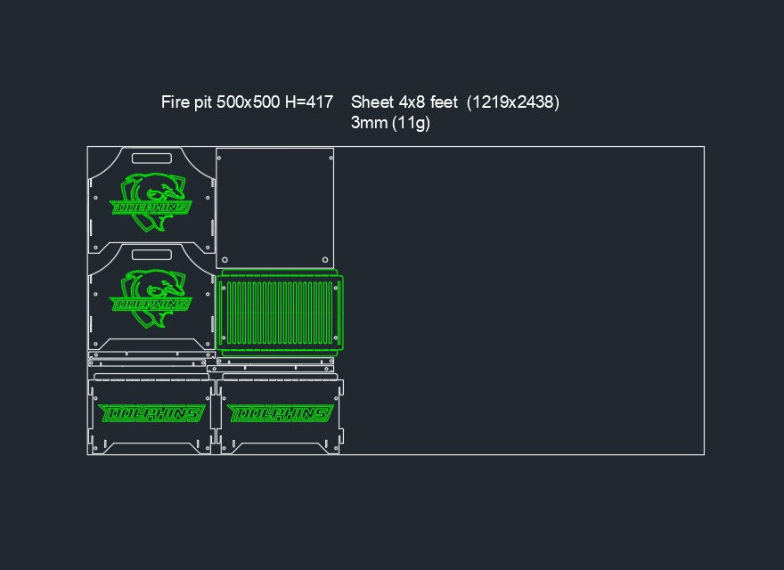 Thumbnail: Fire pit (Collapsible). 4 size options. DXF fire pit, file plasma, laser cutti