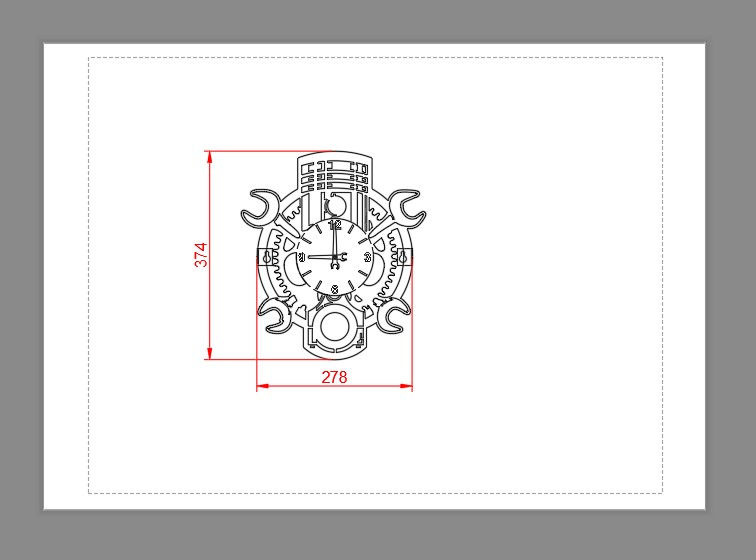 Thumbnail: Wall Clock "Car Service". Cutting plan. DXF file plasma, laser cuttin