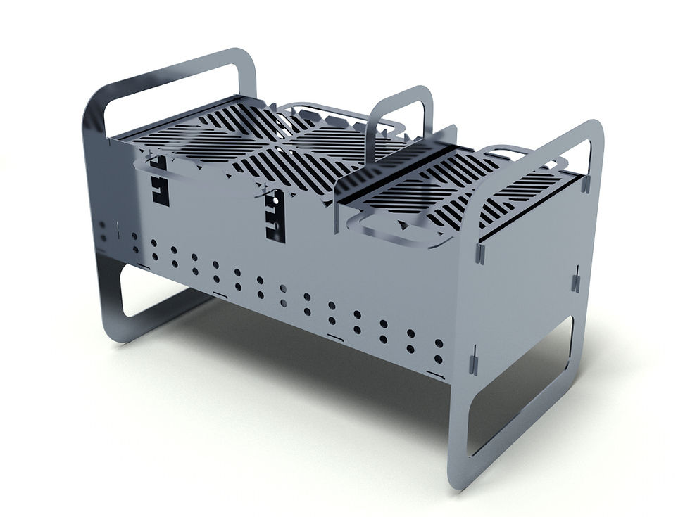 Thumbnail: Large collapsible fire pit with adjustable grill.  DXF file for plasma, laser cu