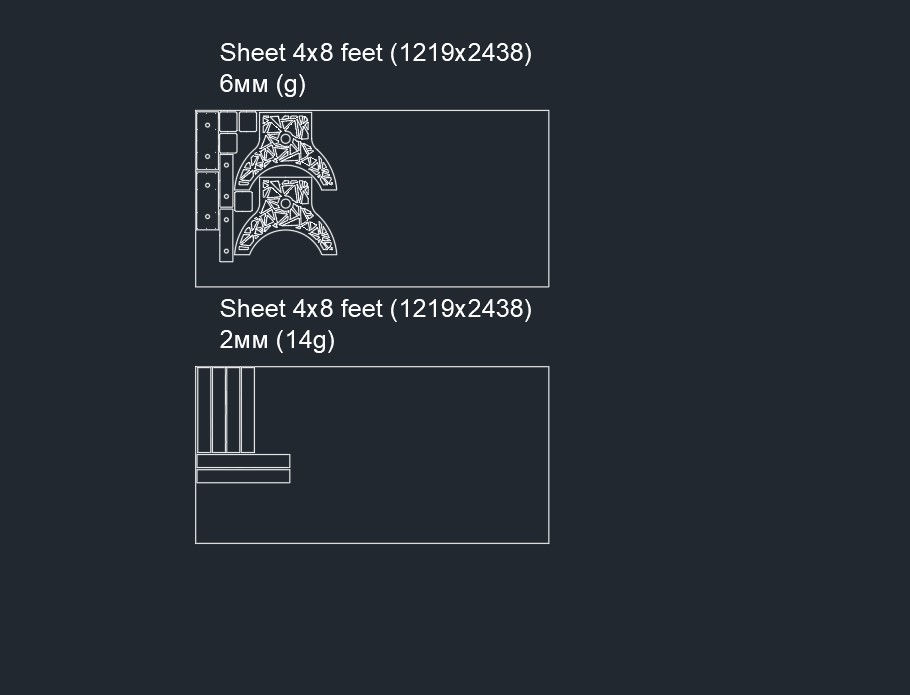 Thumbnail: Table 6 in industrial style. Cutting plan. DXF file plasma, laser cutting