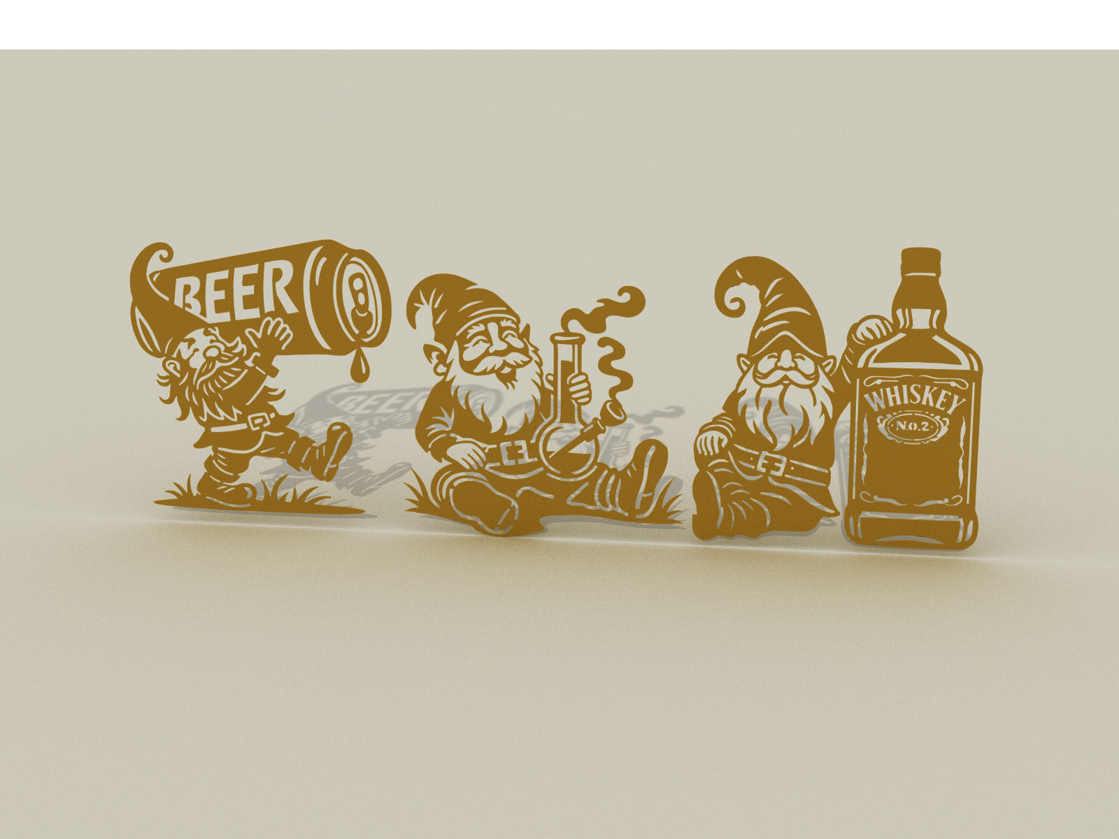 Sign "Three Gnomes". DXF file plasma cut