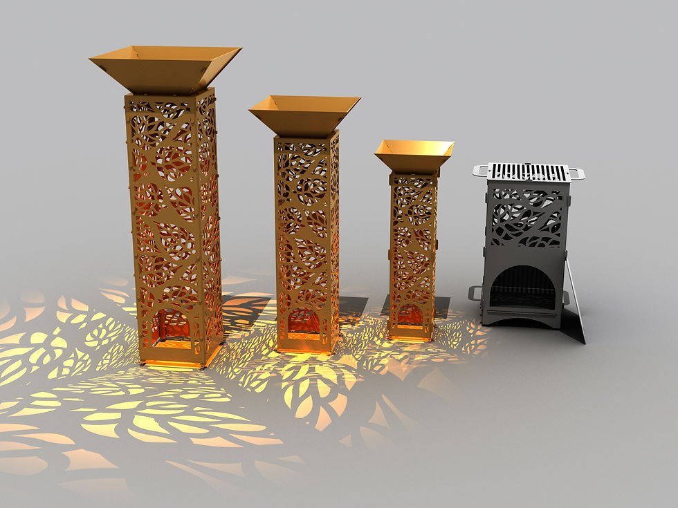 Thumbnail: Garden column 3 in rusty style+DXF fire pit, file plasma, laser cutting