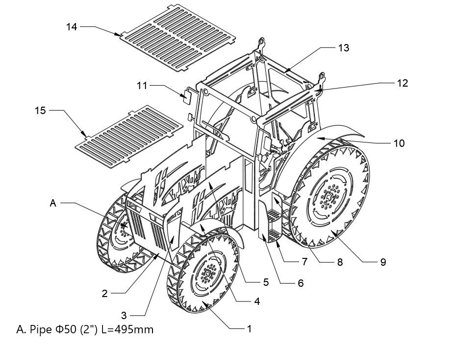 Thumbnail: Fire pit Tractor 2(welding assembly). DXF fire pit, file plasma, laser cut