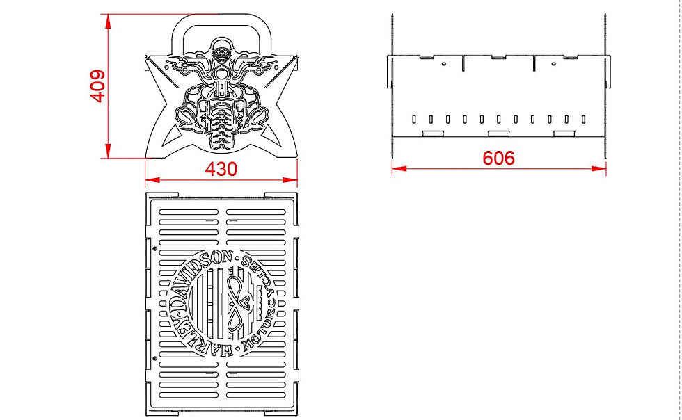Thumbnail: Grill "Biker". DXF file fire pit plasma cutting