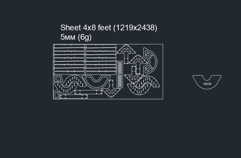 Thumbnail: Table 11 in industrial style. Cutting plan. DXF file plasma, laser cutting