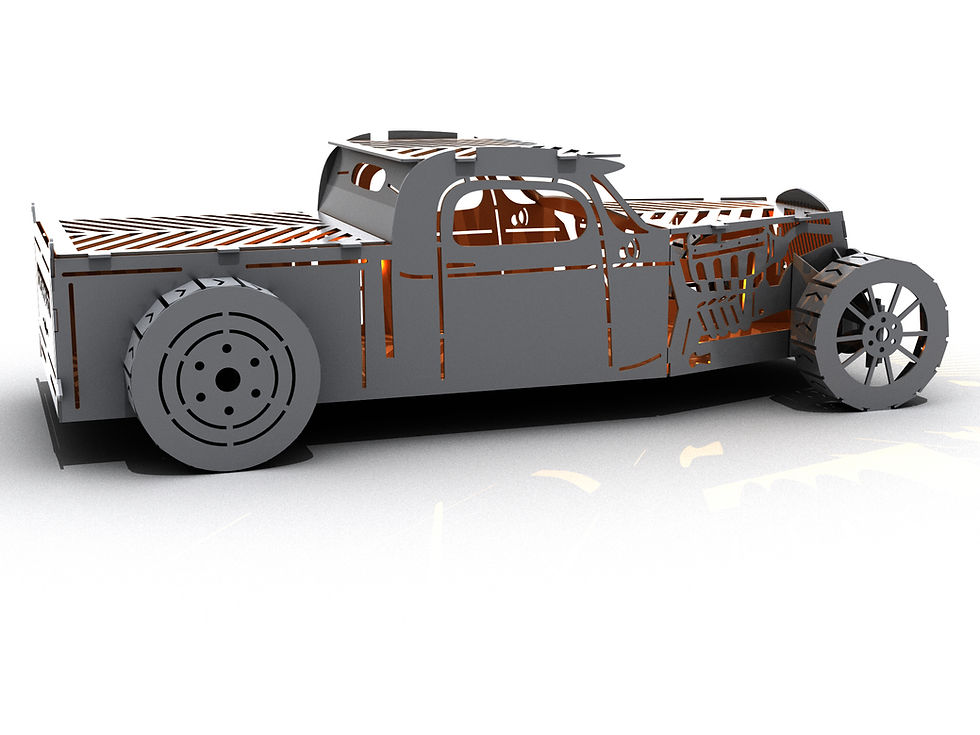 Thumbnail: Fire pit Rat Rod Pickup. Two sizes. DXF fire pit, file plasma, laser cutting.