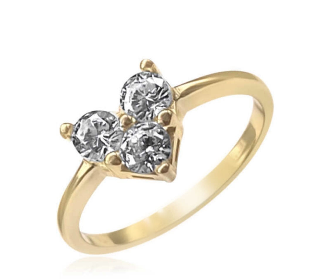 טבעת לב 3 אבנים