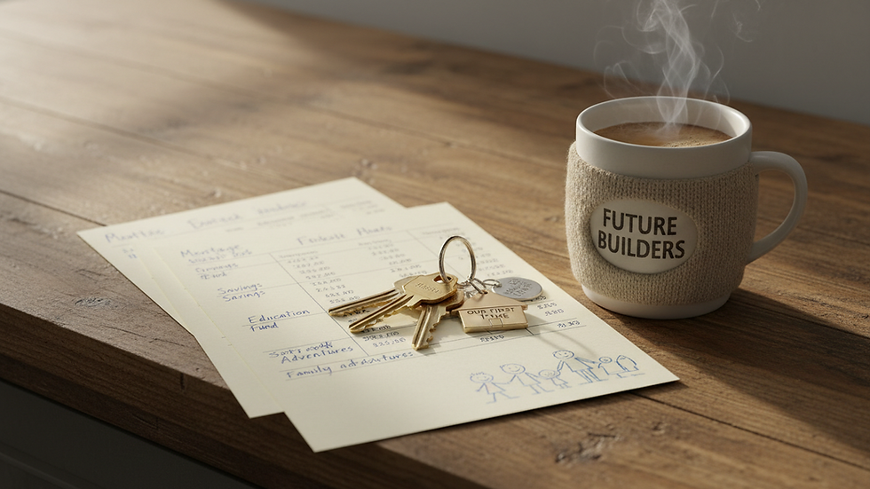 Close-up view of house keys resting on a kitchen counter beside handwritten notes.