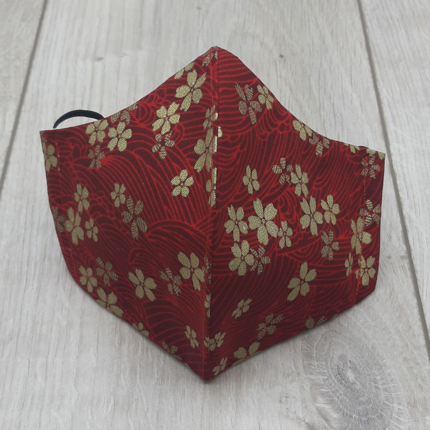 Cotton Face mask Red-Golden Flower