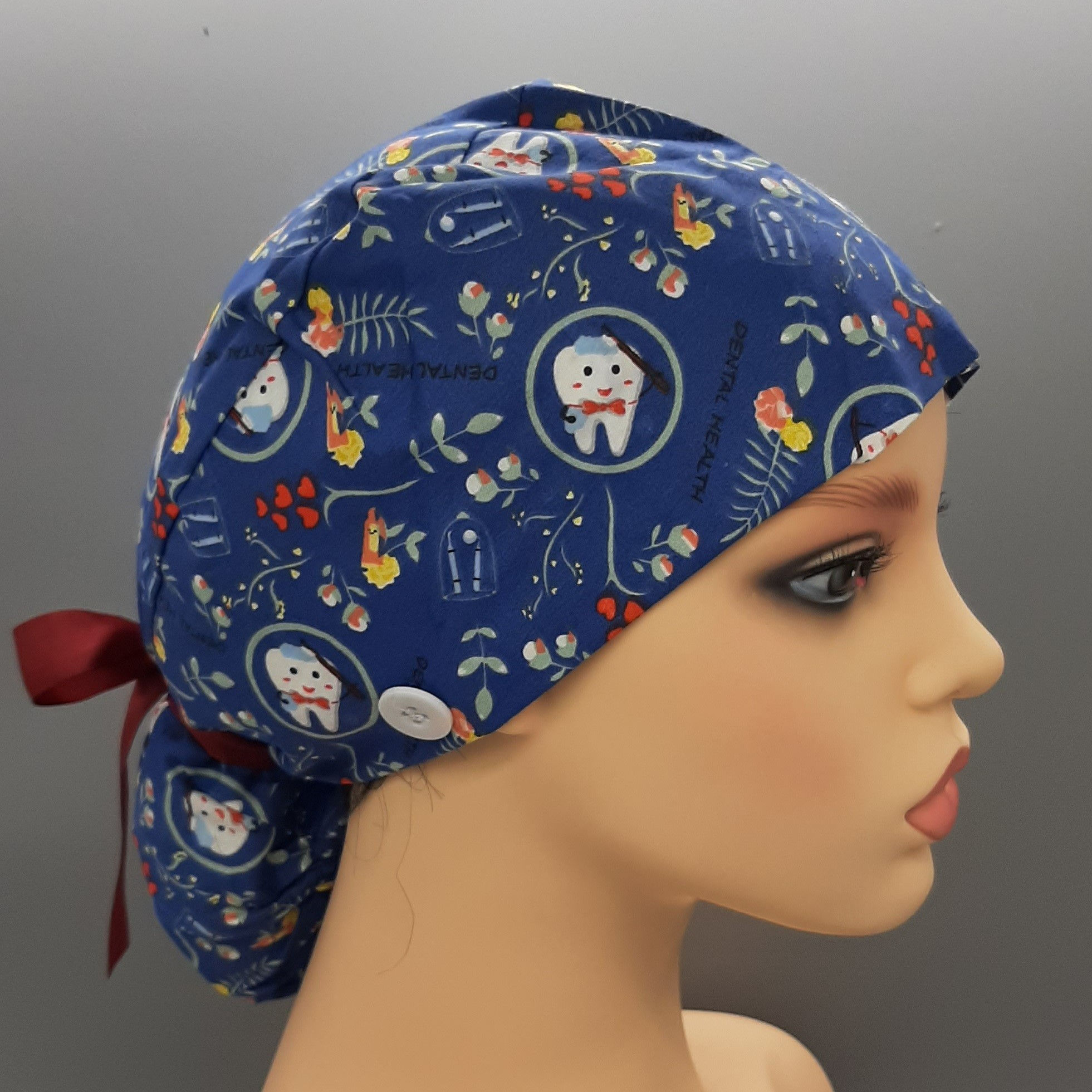 Dental Health Blue Pony Tail Scrub Cap Green + free mesh wash bag