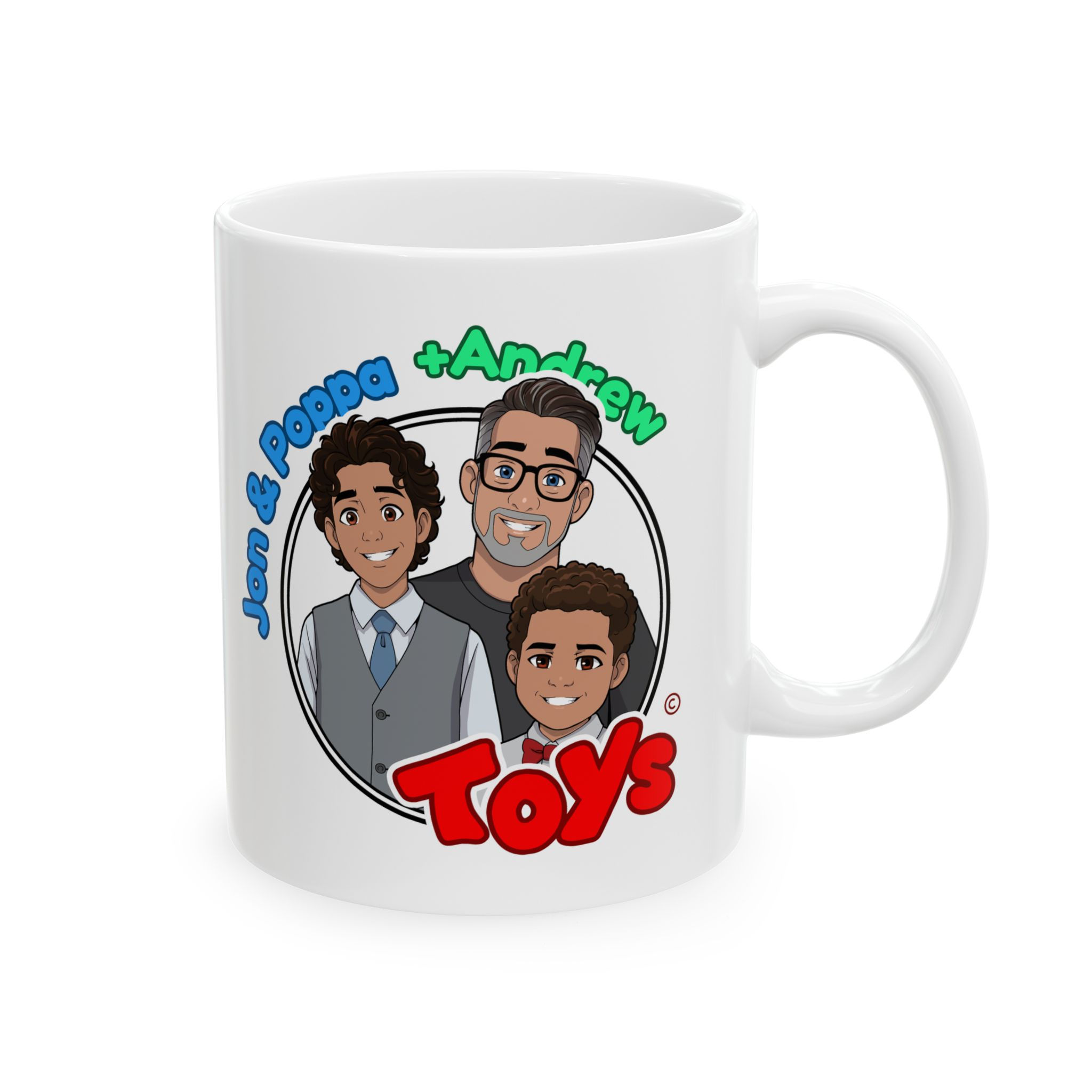 Podcast Hosts Cartoon Mug — "Jon & Poppa" Character Coffee Cup (11oz, 15oz)