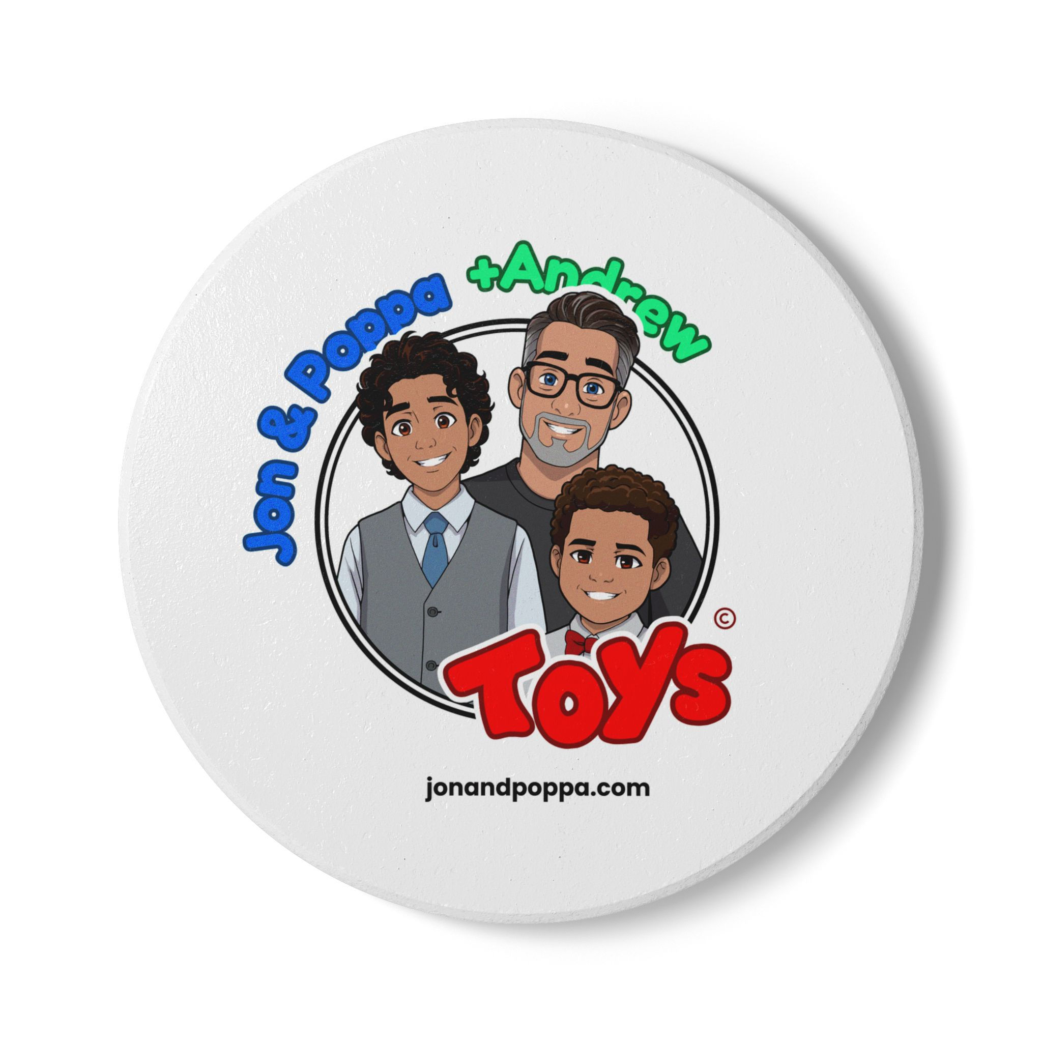 Ceramic Coaster — Jon & Poppa + Andrew Toys Logo Drink Coaster