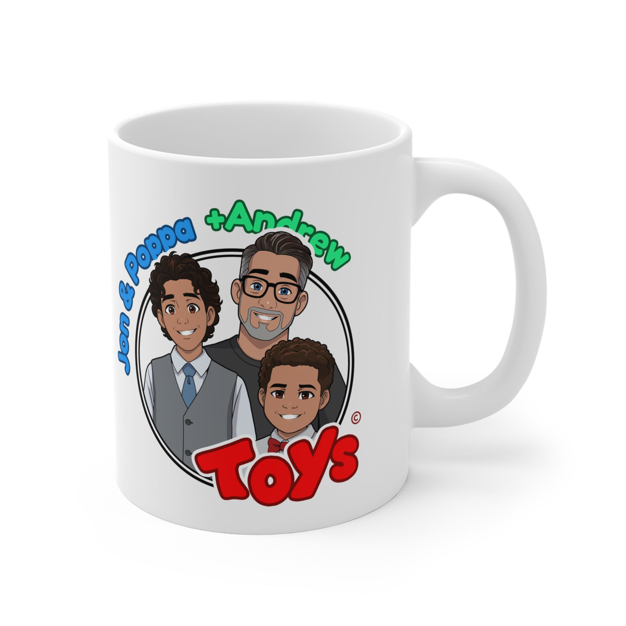 Jon & Poppa Cartoon Portrait Mug — Personalized Family Coffee Cup (11 oz)