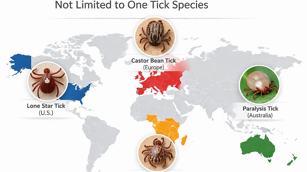 Alpha-gal is not limited to one region, one tick species, or one type of reaction. It is increasingly being reported across continents—from the United States to Australia, Europe, and Africa