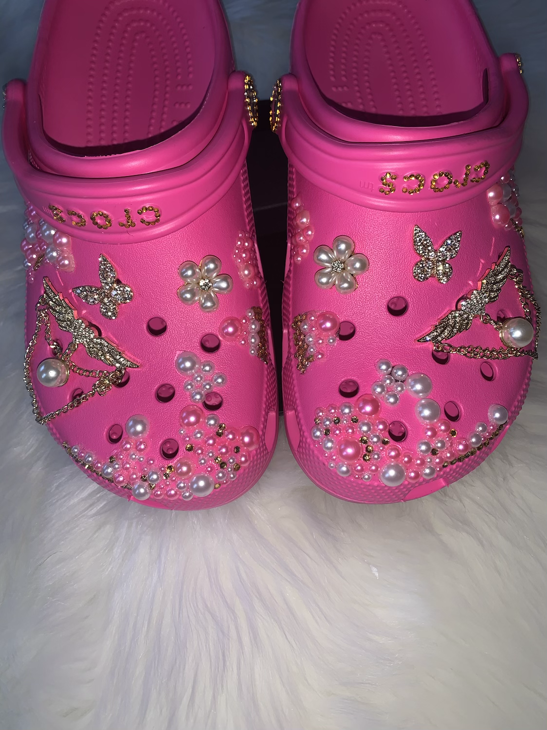 pink custom crocs