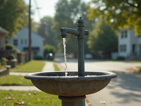 A community water fountain in a neglected area of Mississippi
