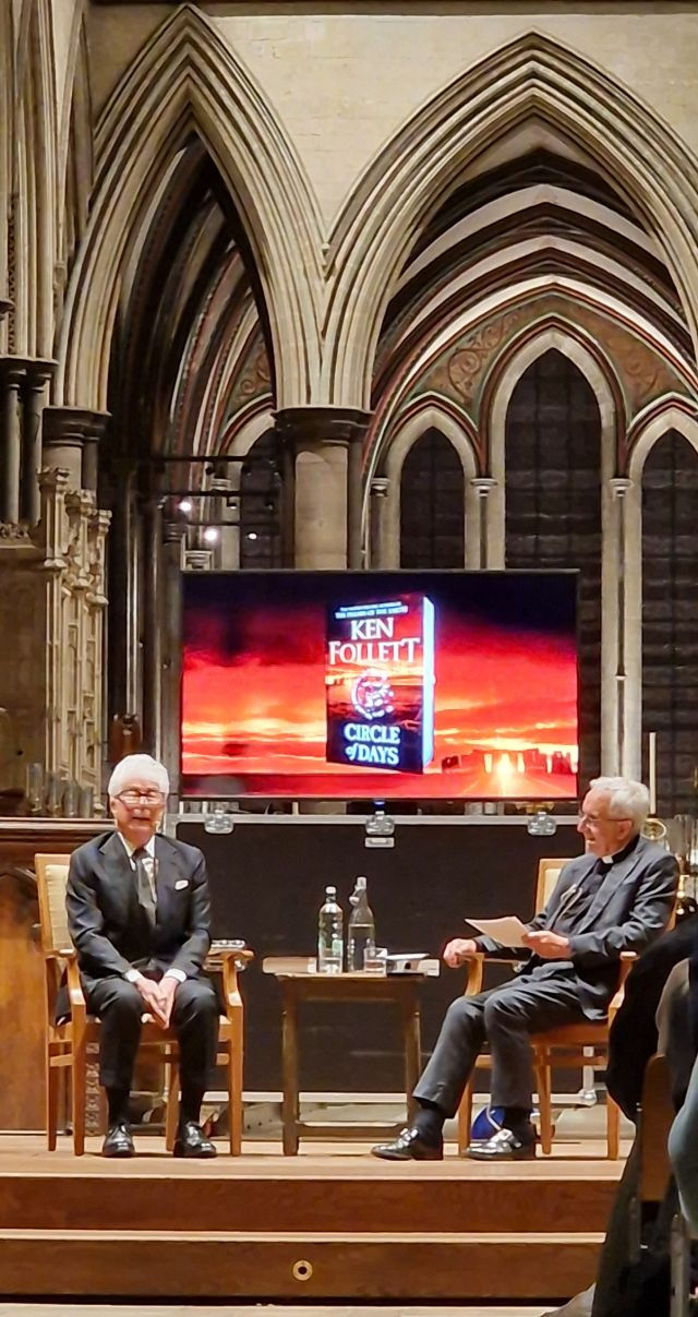 Ken Follett Circle of Days Book Talk at Salisbury Cathedral by Bath Insider Tours.