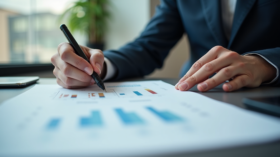 Eye-level view of a consultant discussing quality management documents