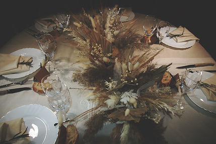 Centre de table fleurs séchées mariage Chardon et Pissenlit