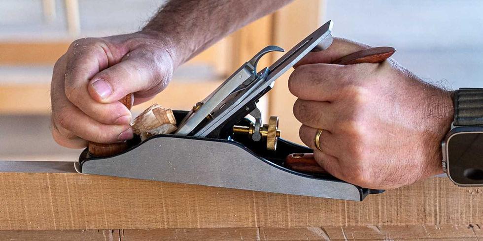 Luban hand plane in use – premium woodworking gift tool available in Dubai at The Makers Society
