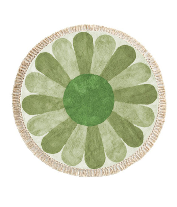 Küçük resim: Daisy Green Yuvarlak Puffy Bambu Halı