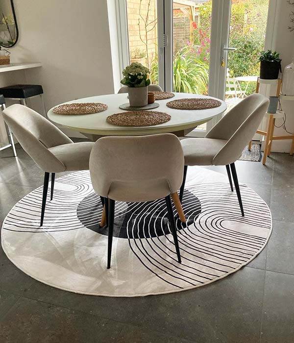 Abstract Yuvarlak Puffy Bambu Halı