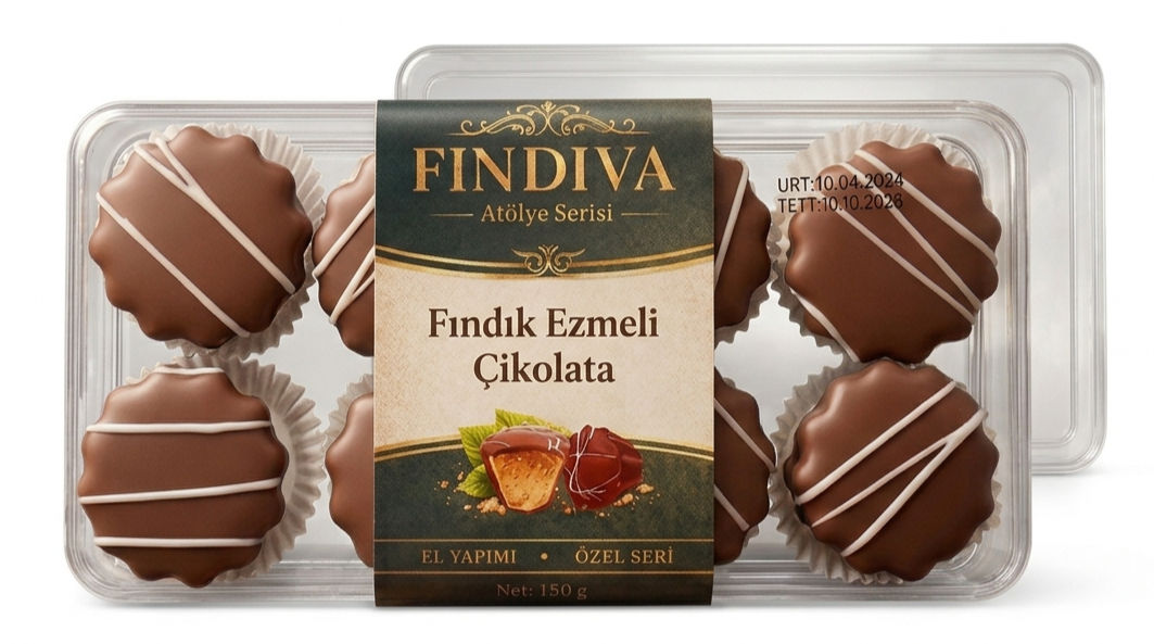 Giresun Fındık Ezmeli Çikolata 150g - FINDIVA El Yapımı Özel Seri (Atölye)