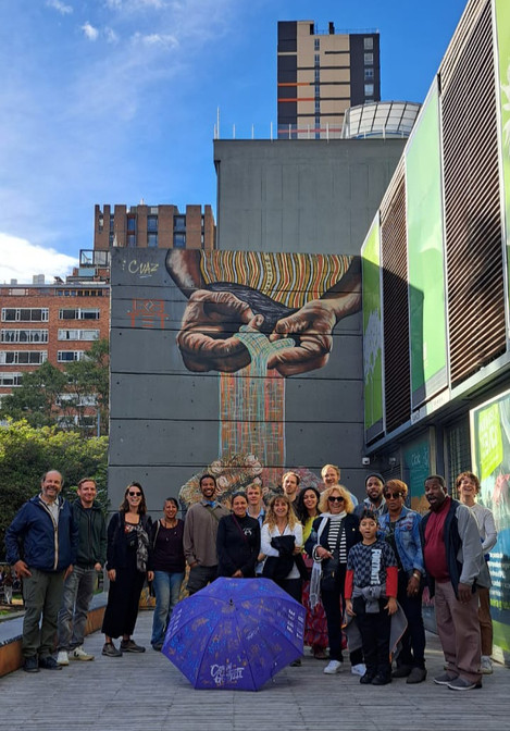 Tourists on a Bogota Graffiti Tour. 