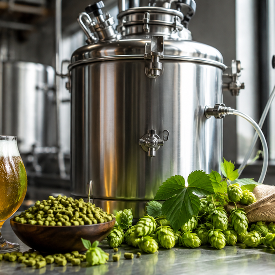 Fermentador fechado com lúpulos para dry hopping e controle de oxigênio