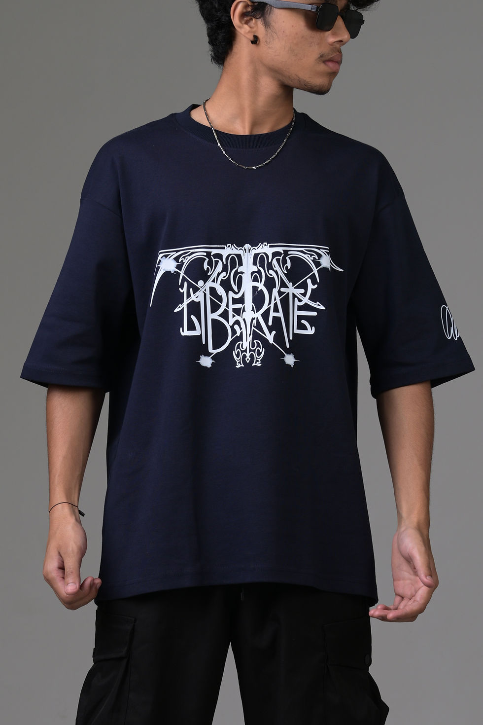Thumbnail: LIBERATE Drop shoulder T-shirt NAVY BLUE