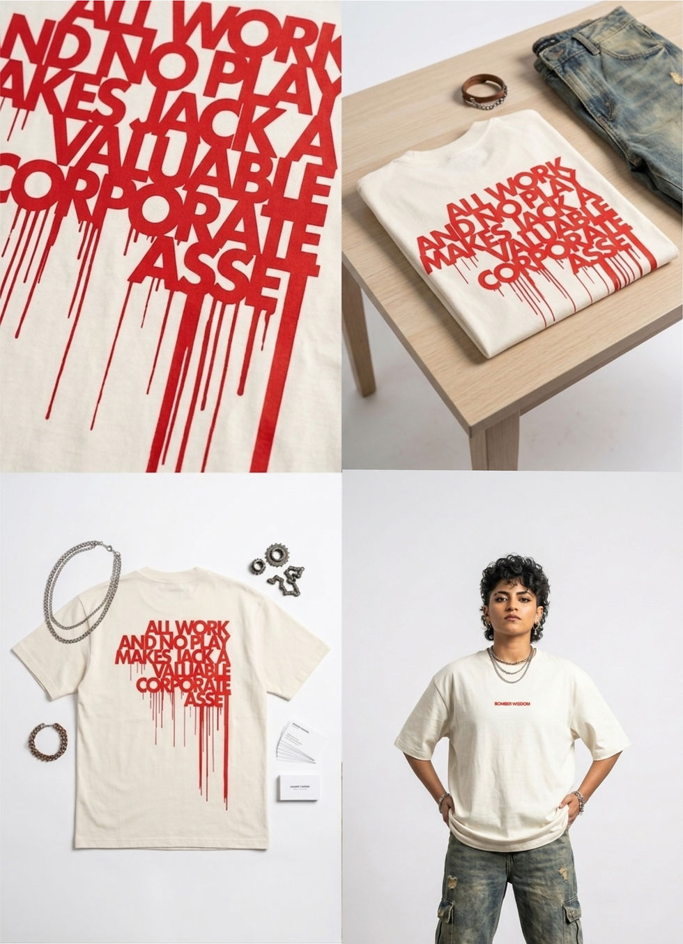 Thumbnail: ANTI-HUSTLE CLUB Off-White oversized t-shirt 