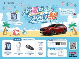 Honda Care+「盛夏回廠感謝祭」活動開跑回廠消費滿額抽 iPad Air 等多項好禮免費17項行車冷氣健檢、延長保固限時69折多項夏季優惠同步登場