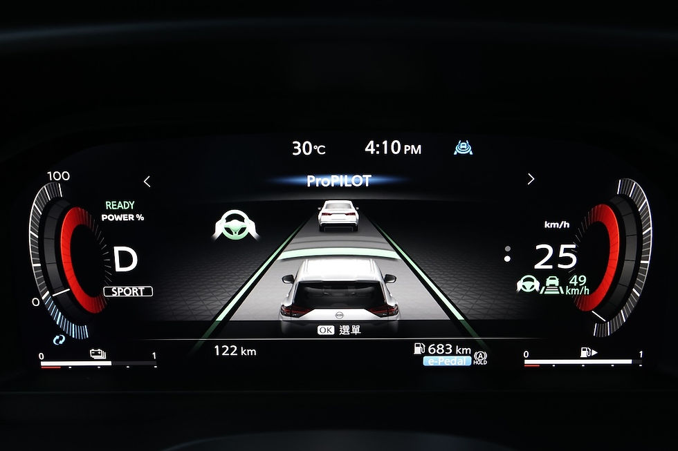 此外 ICC智慧型全速域定速控制系統能與 LKA車道維持系統與TJP交通擁堵輔助系統(70km/h以下)相連,油門/煞車控制與車道置中輔助力道都相當流暢。